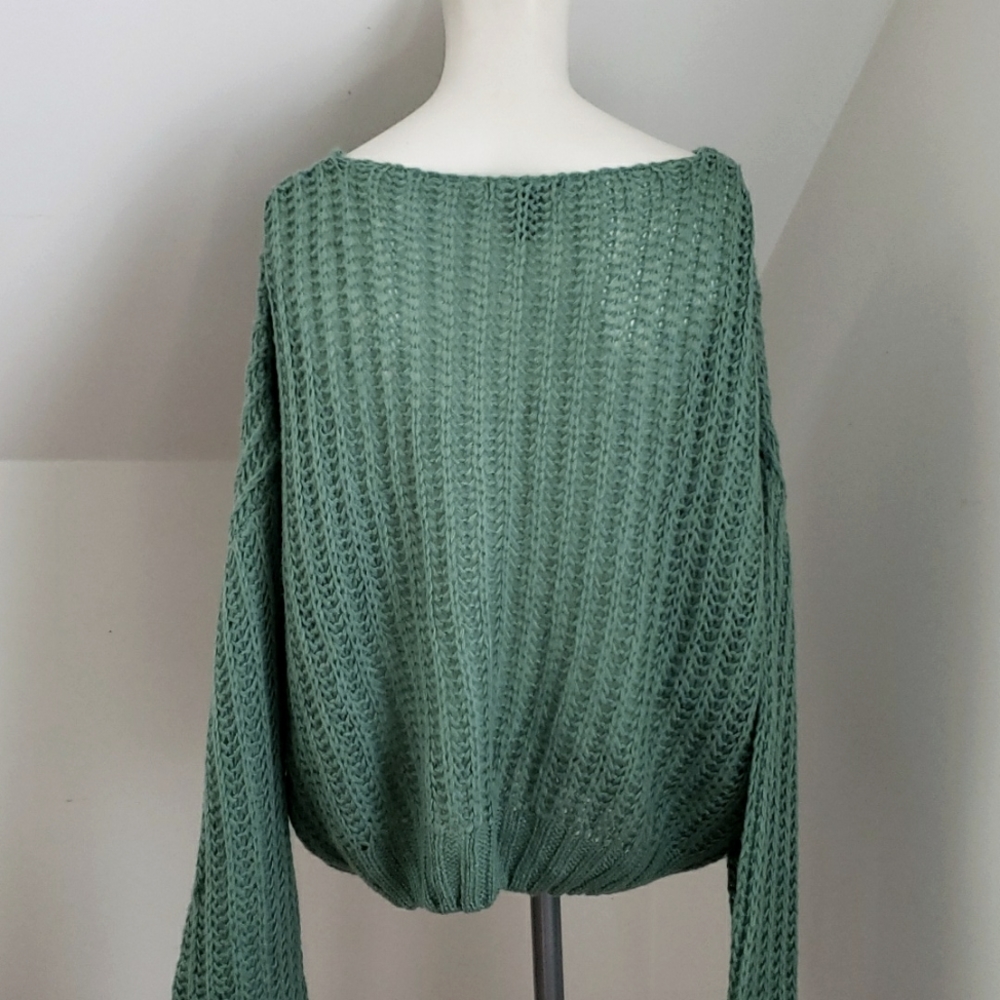 Forever 21 Womens Mint Green Long Sleeve Loose Cable Knit Soft Sweater Sz M - Picture 8 of 16